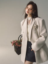 Black & Apricot Double-breasted Wool Blazer - CHINASQUAD