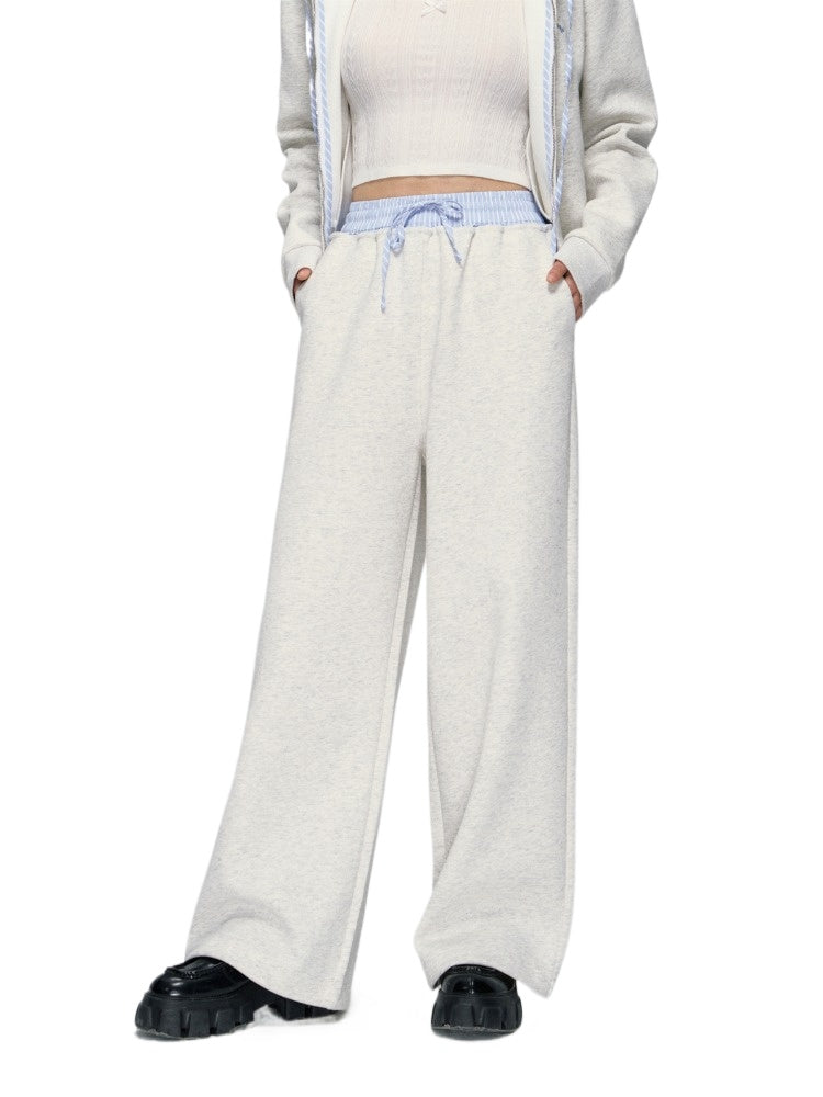 Striped Contrast Waist Wide-Leg Pants - CHINASQUAD