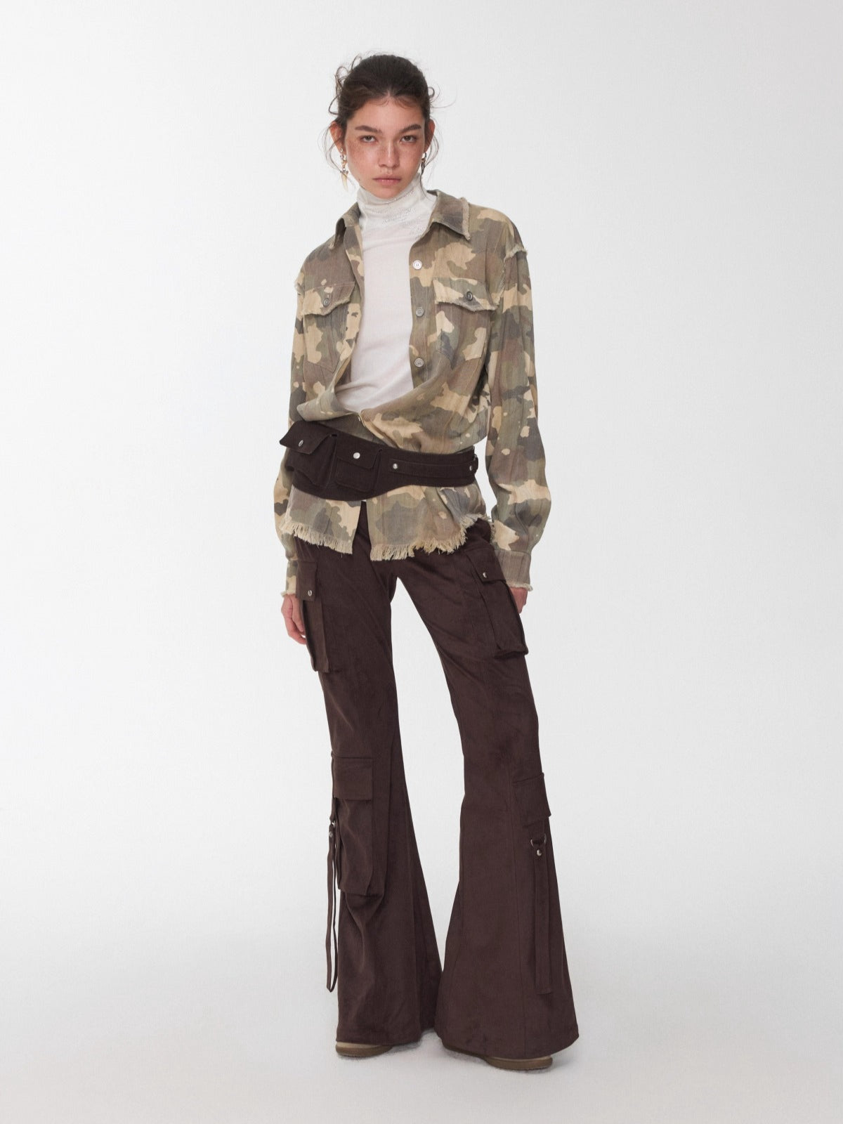 Vintage Camo Raw-Edge Tailored Shirt