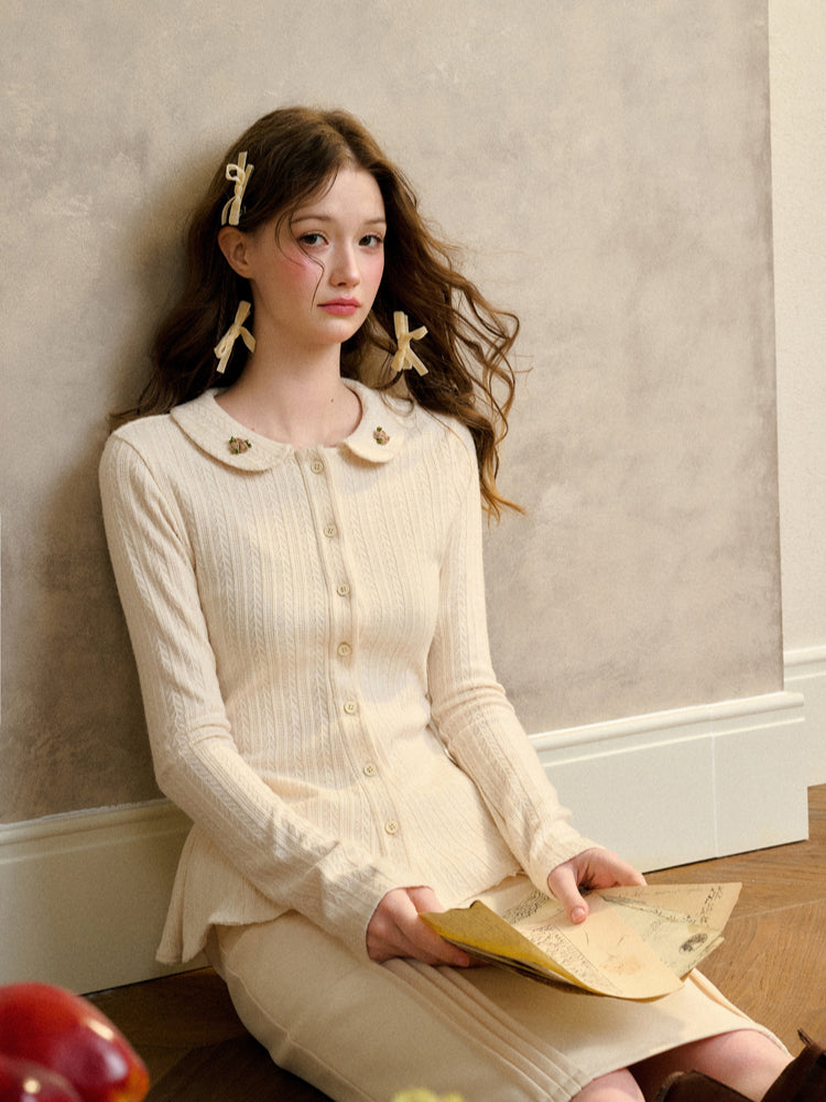 Handcrafted Floral Knit Sweater Blouse - CHINASQUAD