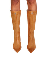 Compass Badge Sword Leather High Heel Boots Patina Wild Horse Brown Patina - CHINASQUAD