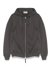 Deep brown & Gray Pleated Hooded Sweatshirt - CHINASQUAD