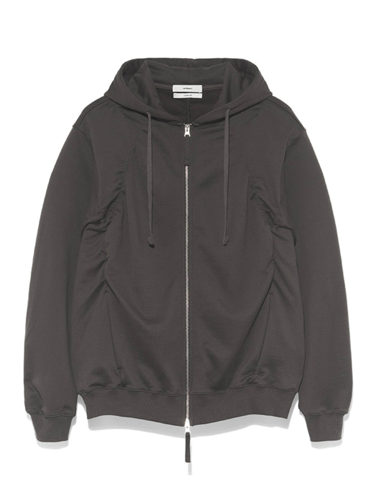 Deep brown & Gray Pleated Hooded Sweatshirt - CHINASQUAD