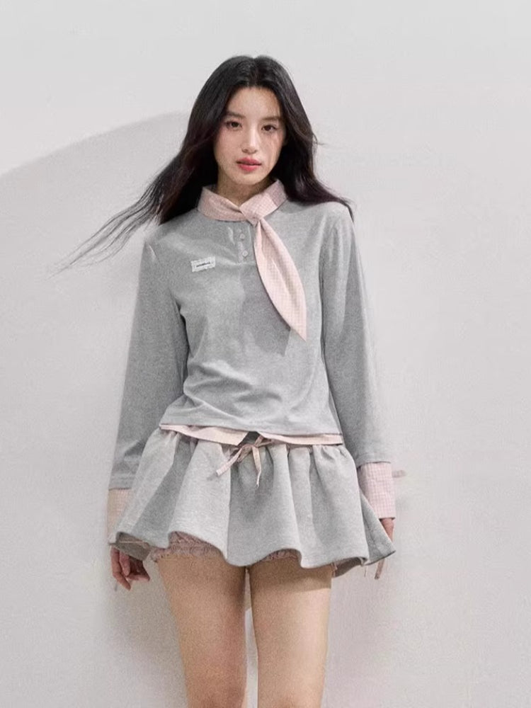 Preppy Style Bow Tie T-shirt - CHINASQUAD