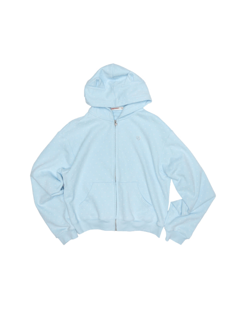 Cat Paw Polka Dot Hooded Cardigan Set - CHINASQUAD