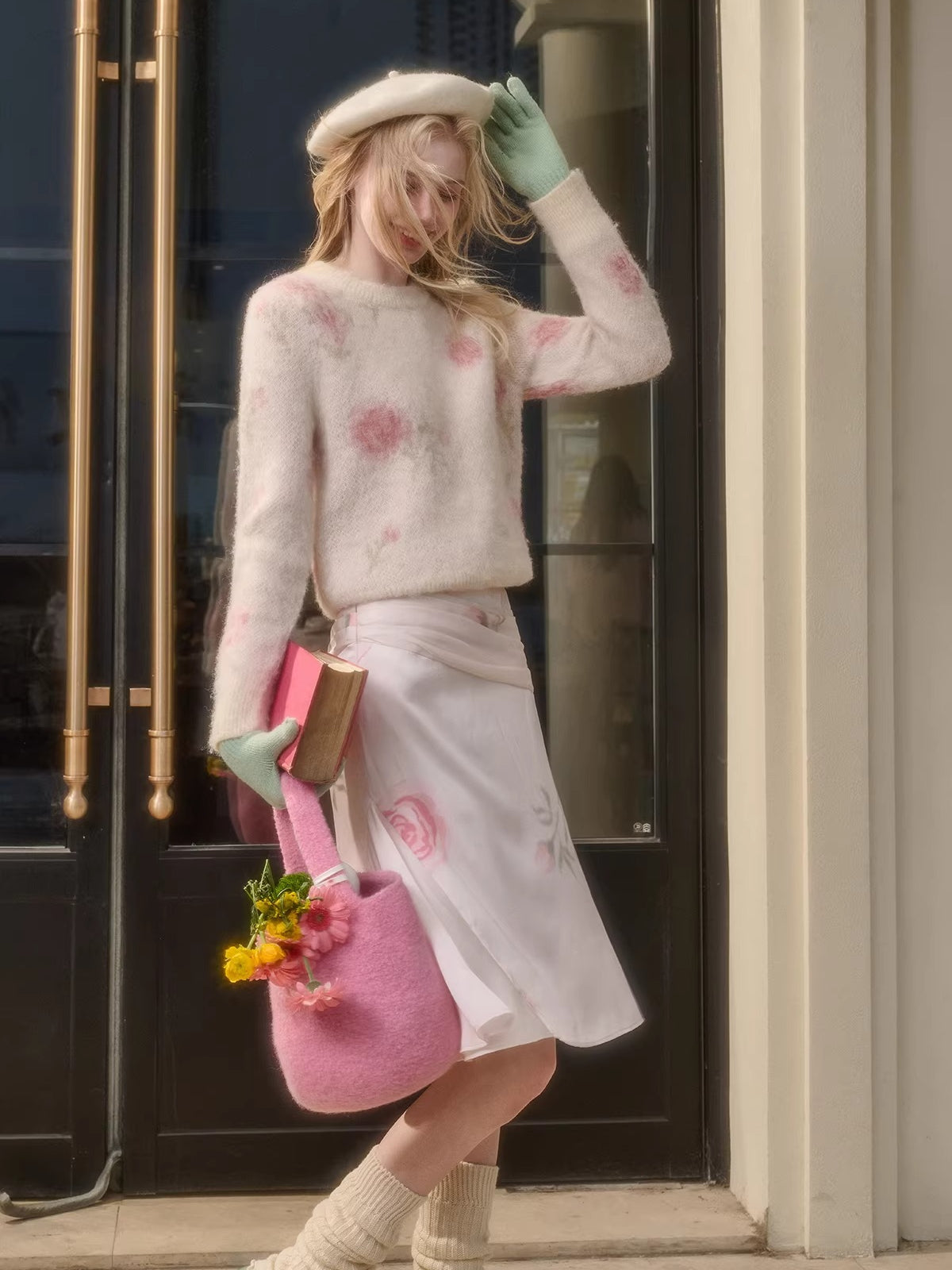 Wool-Blend Knit Top & Skirt Set