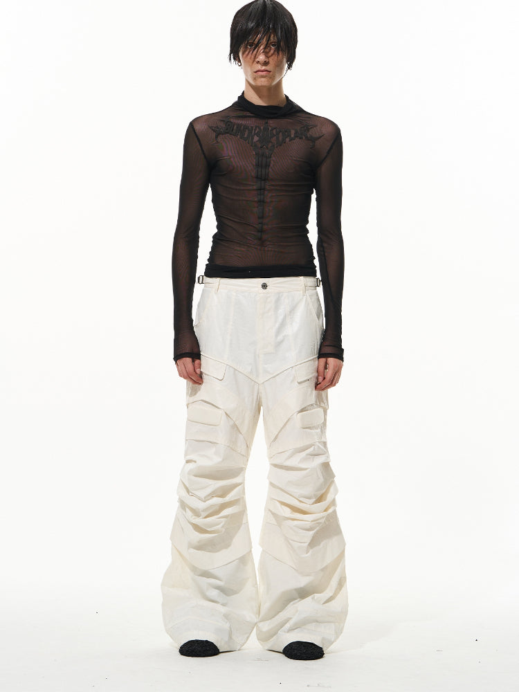 White Eco-Friendly Loose Space Casual Pants - CHINASQUAD