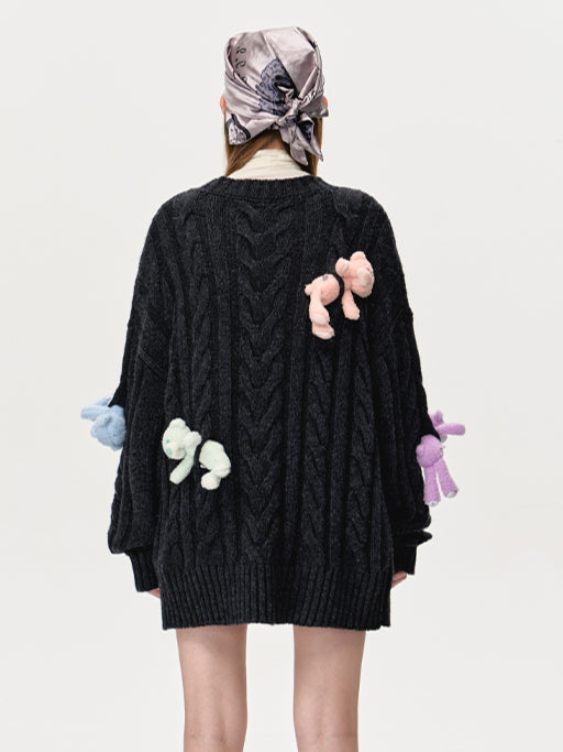 Rainbow Bear Weave Crewneck Sweater - CHINASQUAD