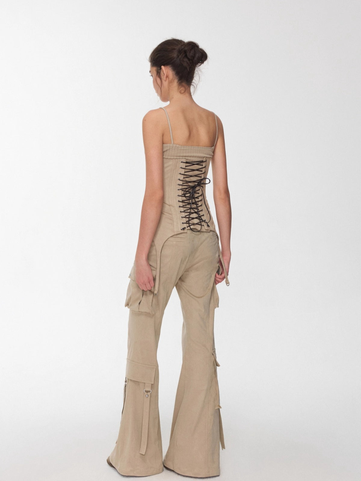 Suede-Effect Lace-Up Belt Corset