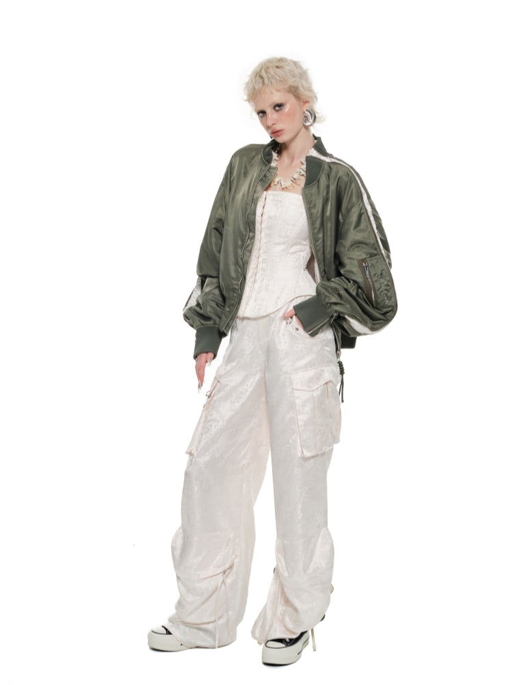 White & Black Jacquard Corset - CHINASQUAD