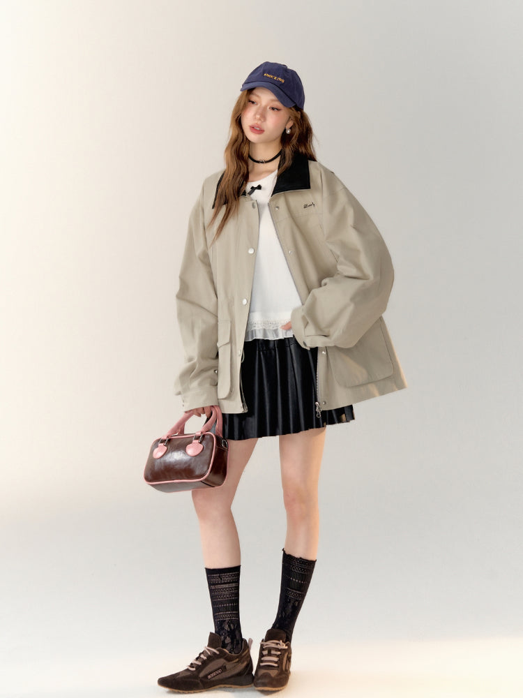 Black PU Split Pleated Leather Skirt - CHINASQUAD