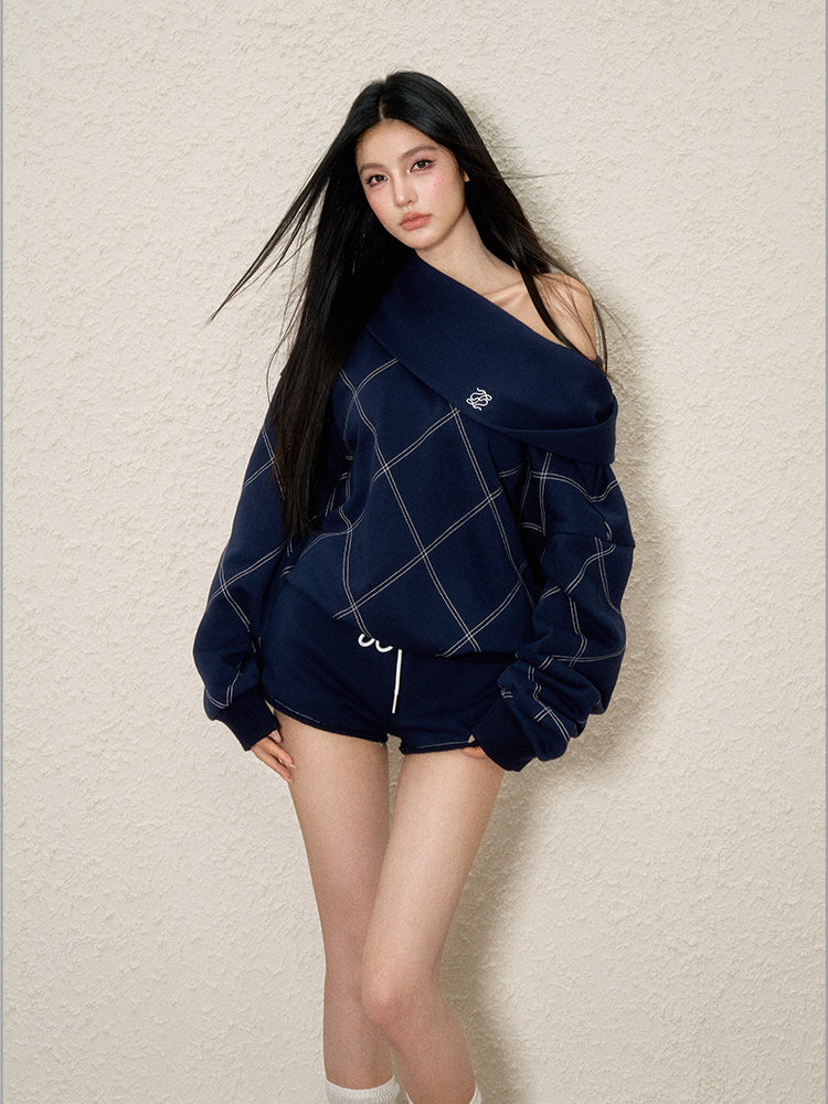 Off-Shoulder Asymmetrical Neckline Hoodie - CHINASQUAD