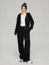 Black & White Zipper Casual Hoodie Set - CHINASQUAD