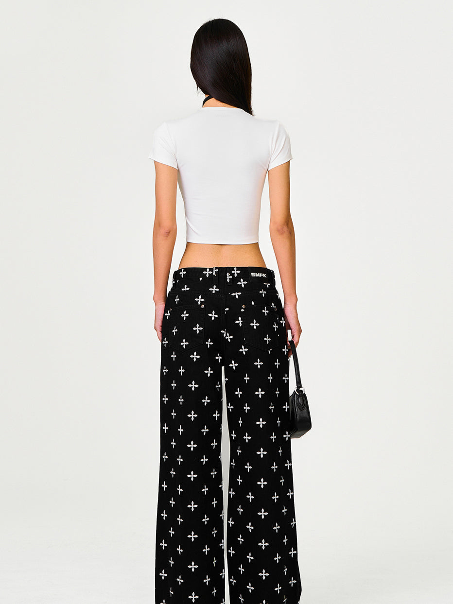 Black Garden Classic Wide-Leg Jeans - CHINASQUAD