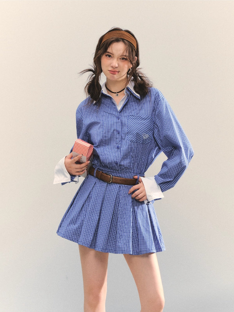 Shawl Fake Two-Piece Waist-Cinching A-Line Dress - CHINASQUAD