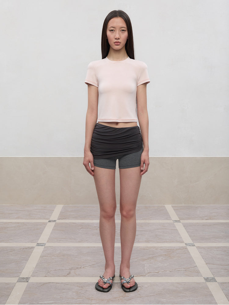 Regular-Shoulder Round Neck Short-Sleeve T-Shirt