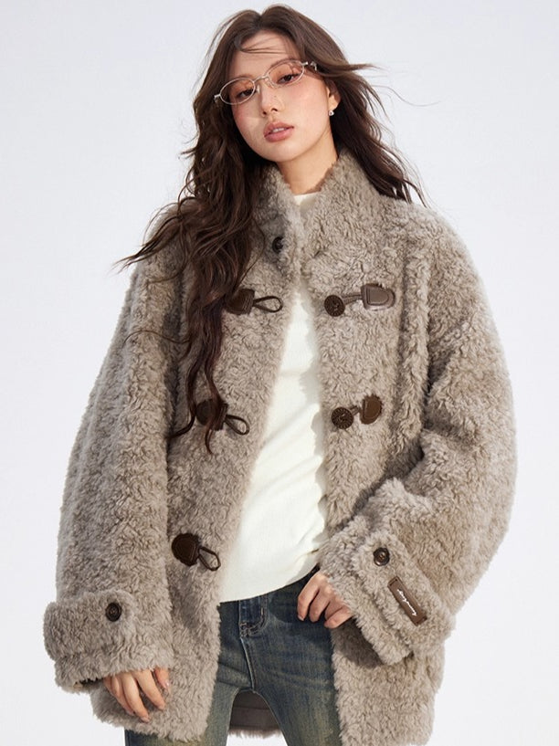 Wool-Blend Shearling Buttoned Jacket