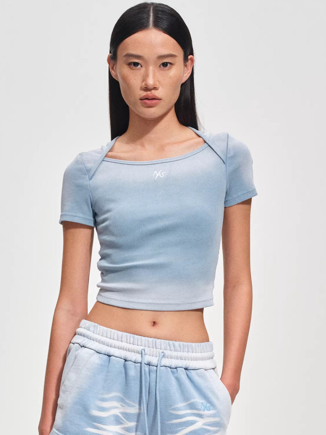 Washed Vintage Crop-Fit Crewneck T-Shirt