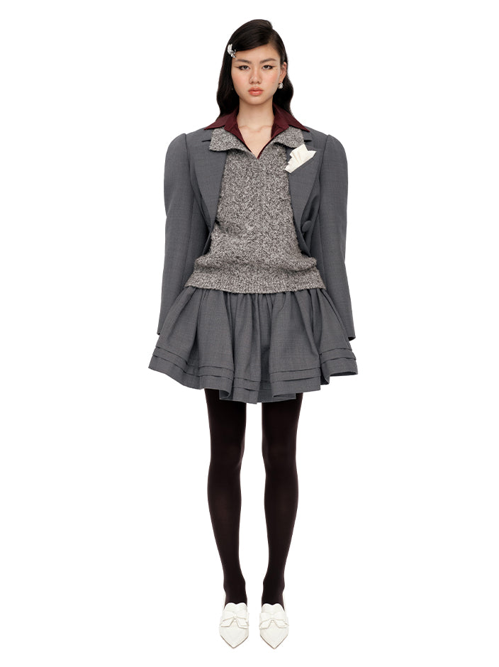 Wool Lapelled Structured Blazer - CHINASQUAD