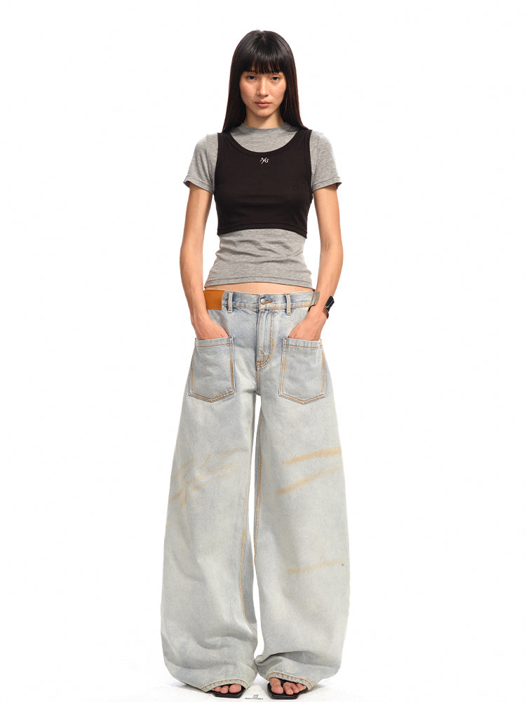 Color-Block Splicing Two-in-One T-shirt - CHINASQUAD