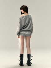 Button-Off-Shoulder Sweatshirt - CHINASQUAD