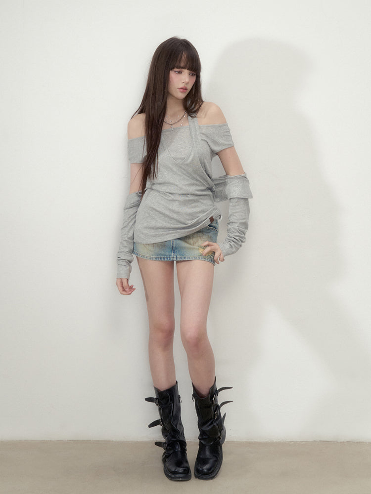 Layered Short Sleeve Pullover Top - CHINASQUAD