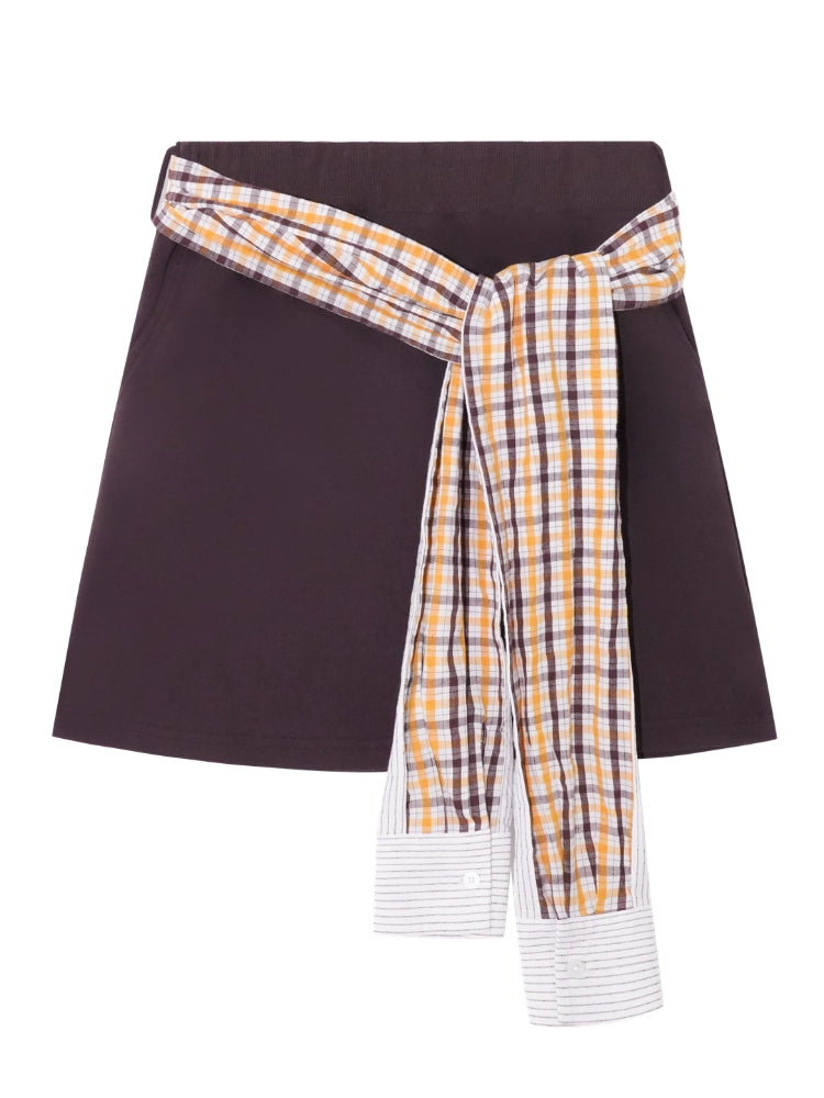 Fake Two-Piece Checkered Shirt Panel Sweatshirt - CHINASQUAD