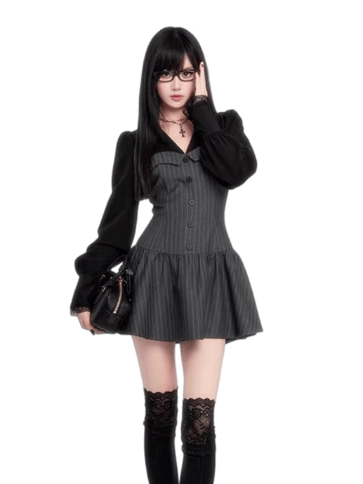 Stripe Tailored Two-Piece Dress Set