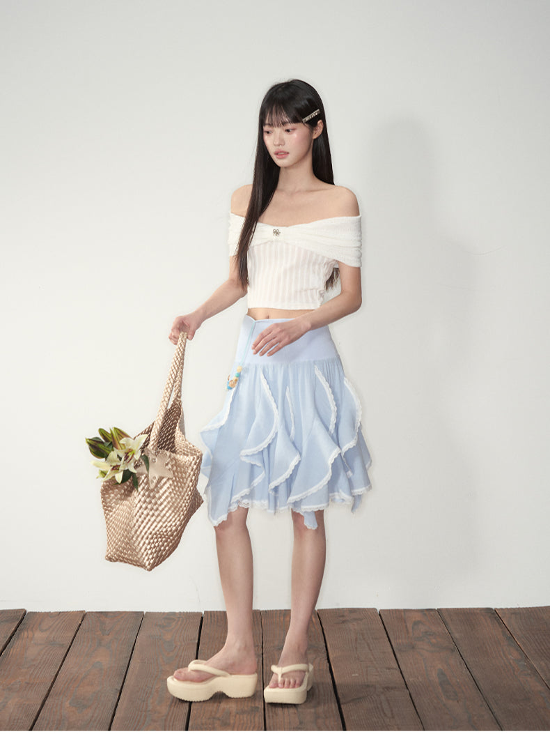 Blue Ruffled Convertible Skirt - CHINASQUAD