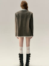 Taupe Lace Wool Blazer - CHINASQUAD