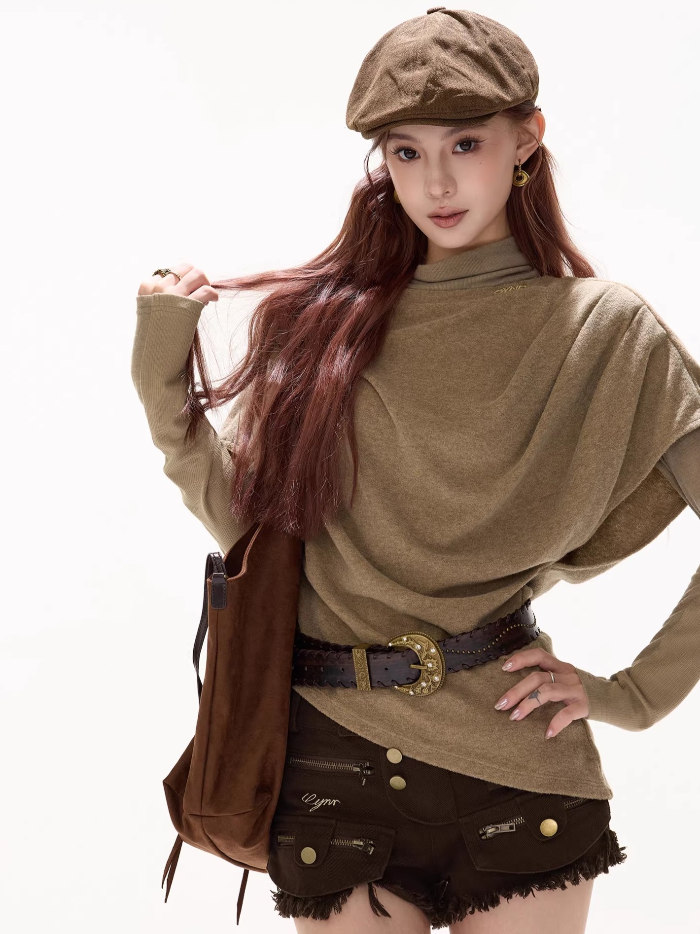 Relaxed Draped Batwing Knit Pullover