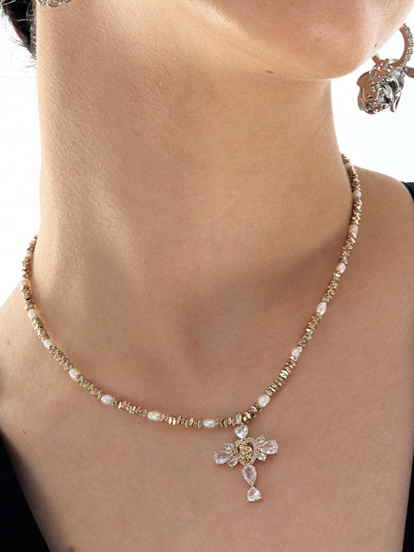 Cross Sparkling Silver Necklace - CHINASQUAD