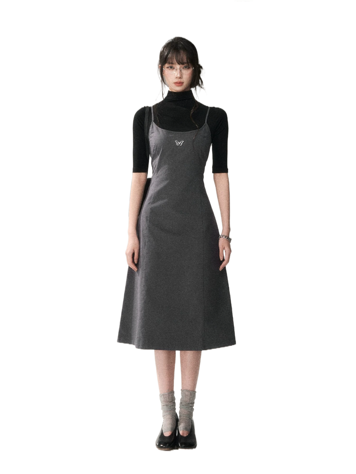 Minimalist Cotton A-Line Slip Midi Dress