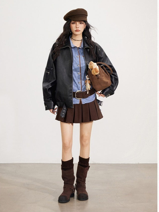 Zipper Moto Leather Jacket
