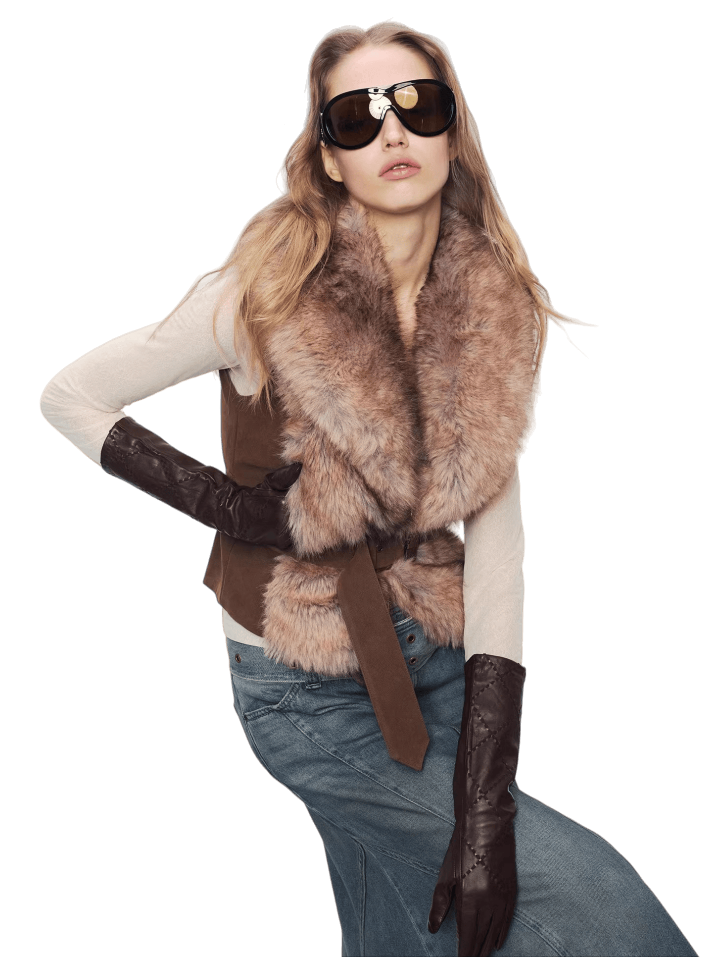 Faux Buckle Detail Suede Punk Vest