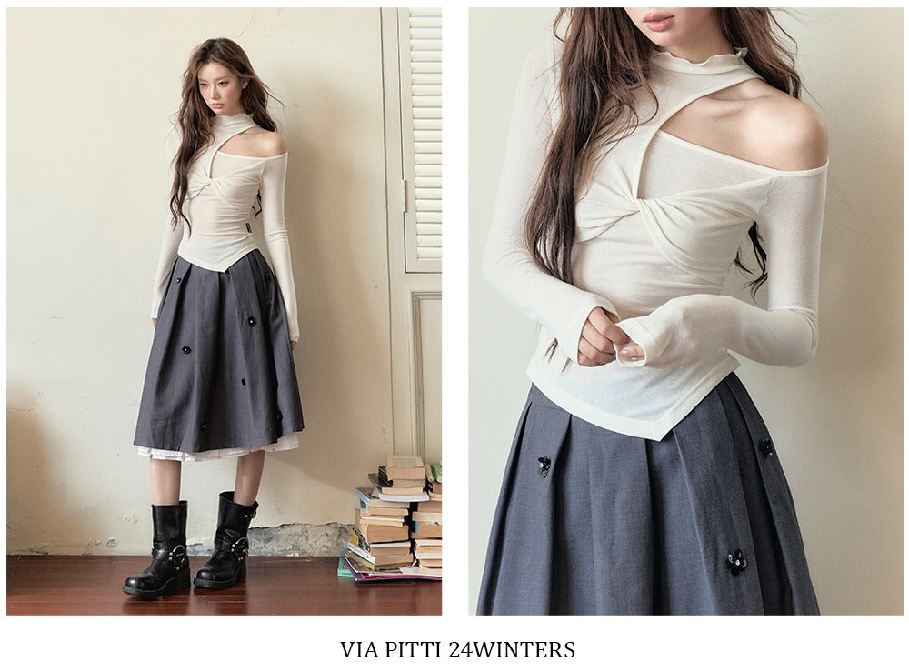 Cut-Out Tencel Long Sleeve T-shirt - CHINASQUAD