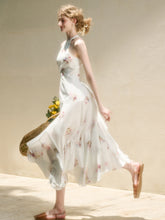 Halter Neck Printed Square Scarf Long Dress - CHINASQUAD
