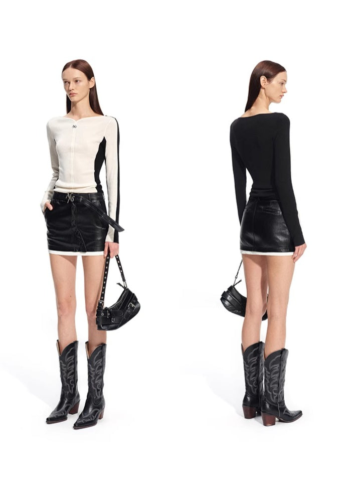 Cascade Contrast-Trim Fitted Knit Crewneck - CHINASQUAD