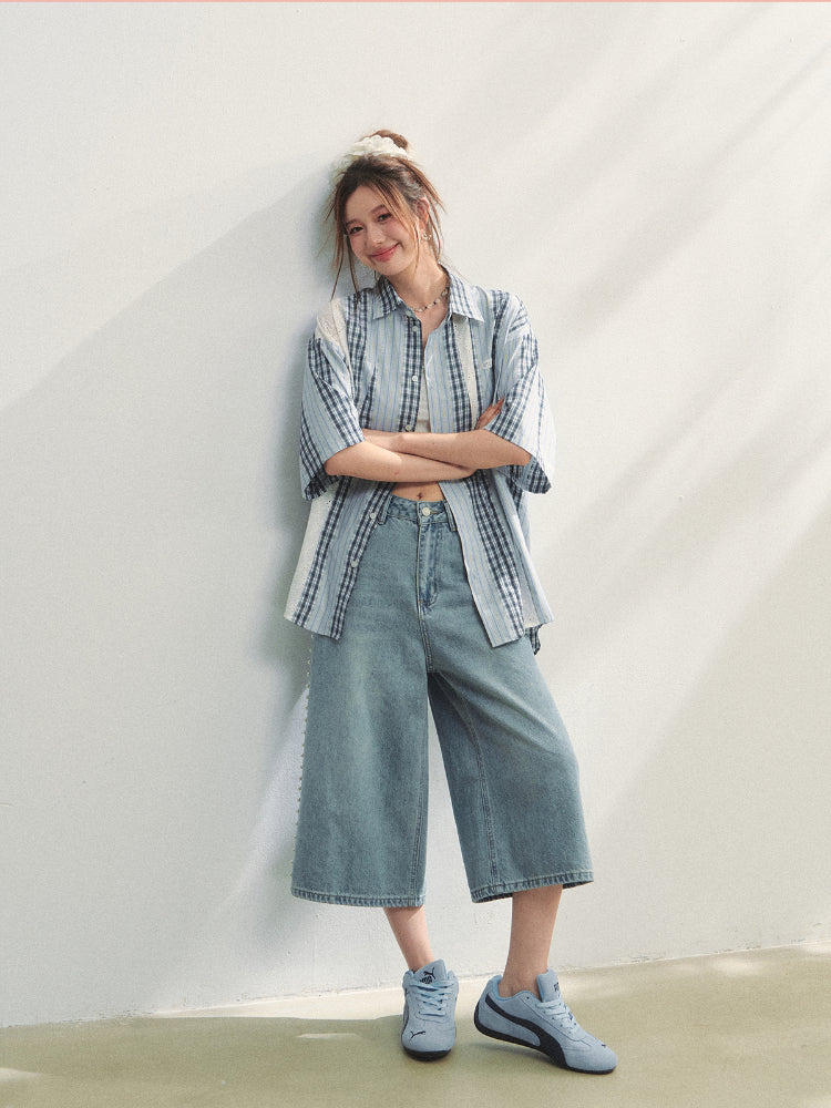 Lace - Plaid Embroidered Shirt - CHINASQUAD