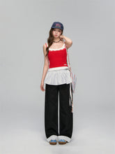 Lace-Trim Relaxed Blade-Cut Pants - CHINASQUAD