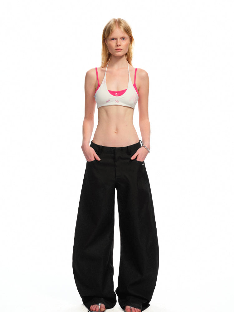 Low-Rise Slim-Fit Loose Wide-Leg Pants - CHINASQUAD