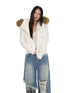 Fur Collar Fleece-Lined Short Coat - CHINASQUAD