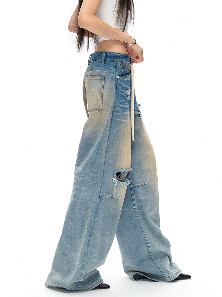 3D Whisker Ripped Jeans - CHINASQUAD