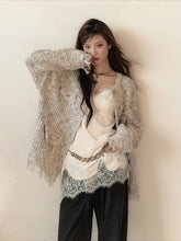 Frayed Edges Wool Mid-Length Knit Cardigan - CHINASQUAD