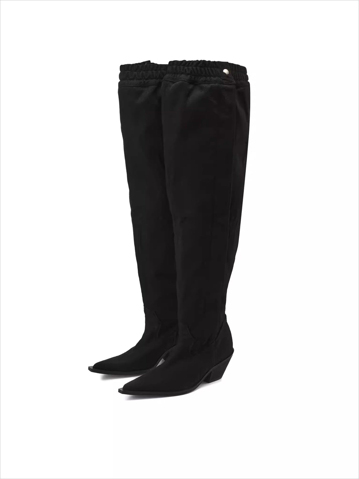 Slimming Slouchy Printed Denim Heeled Boots