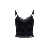 Velvet & Lace Spliced Slim-Fit Camisole - CHINASQUAD