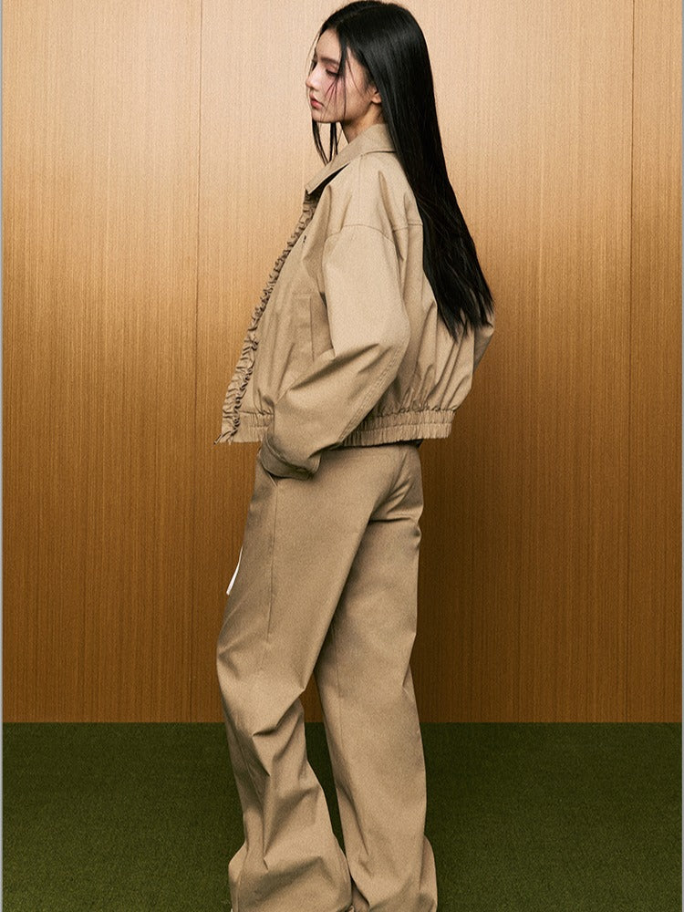 Lace Waist Wide-Leg Straight Pants - CHINASQUAD