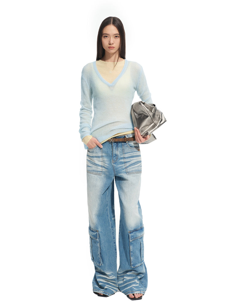 Alpaca Irregular Thin Long-sleeve Blouse - CHINASQUAD