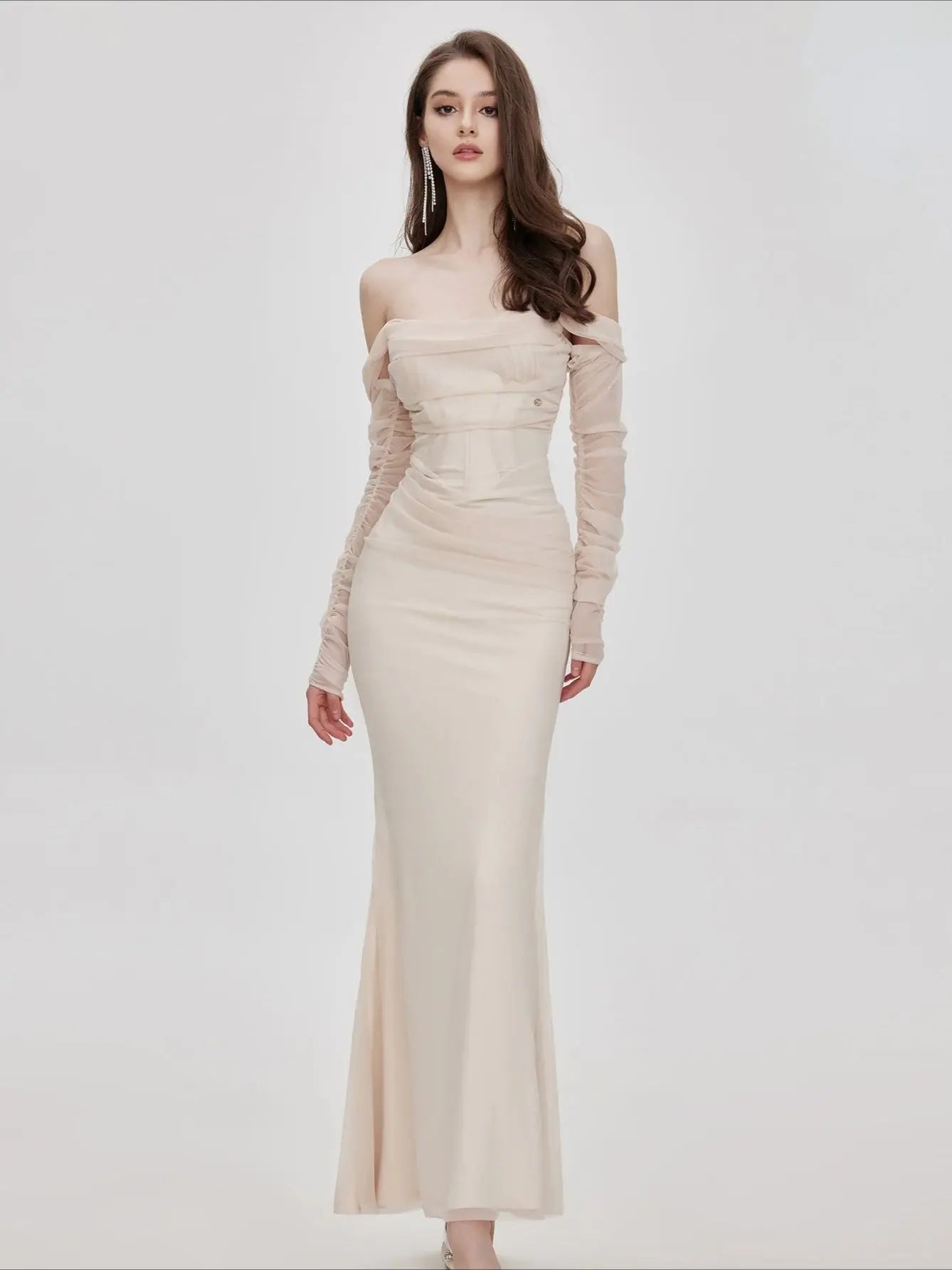 Ariel Mesh Off-Shoulder Mermaid Dress - CHINASQUAD