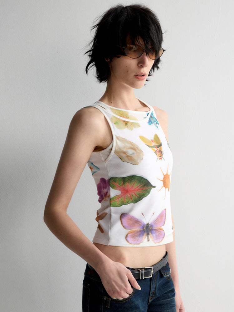 Lyocell Fun Print Short Sleeveless Tank Top